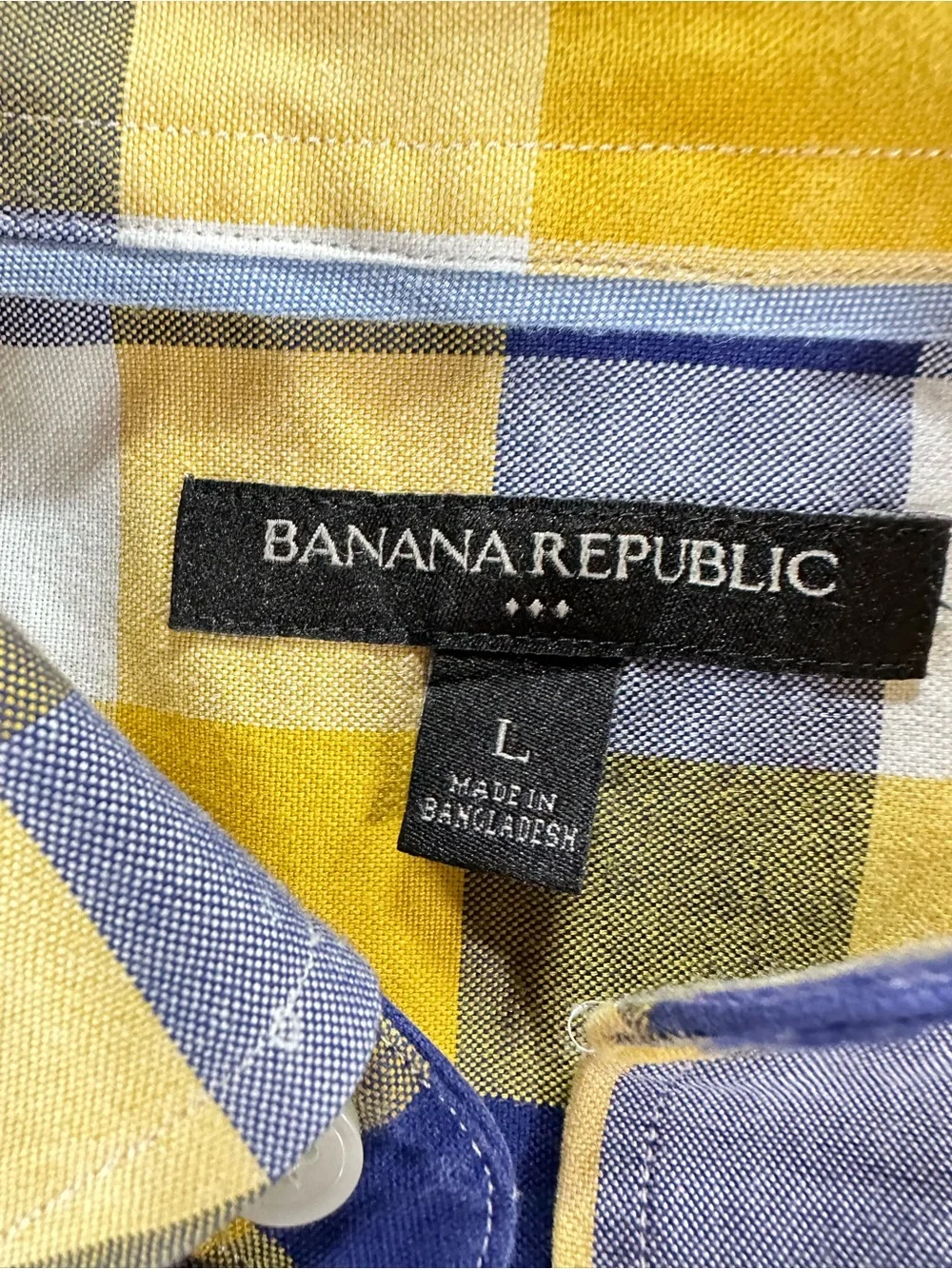 Men’s Banana Republic Yellow & Blue Checked Button-Down Shirt L